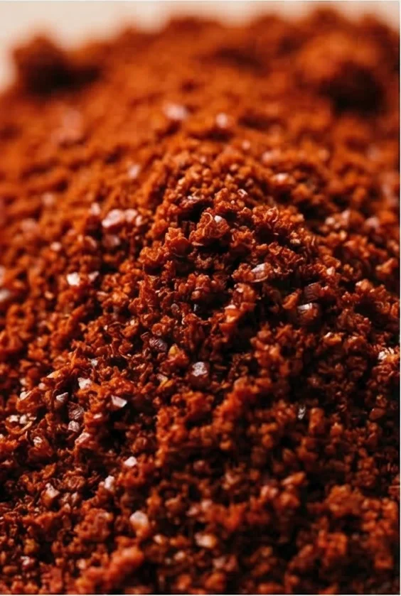 Taco Seasoning - Macro close-up revealing the textured granules of smoked paprika, highlighting its deep red color and subtle sheen.
