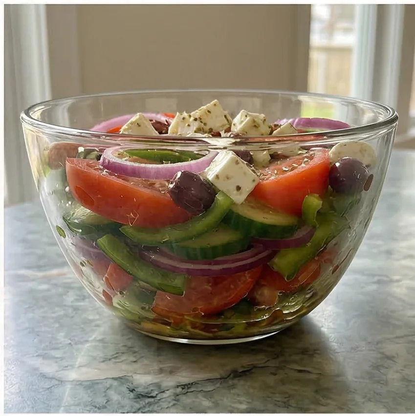 Grilled Mediterranean Feta Salad with Herb Oil Drizzle